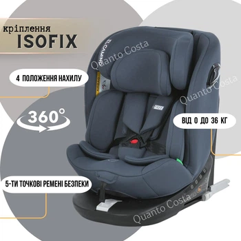 Дитяче автокрісло від 0 до 12 років EL CAMINO ME 1187 i-FREE ISOFIX 360 º Moon Gray