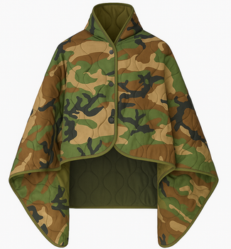 Кемпинговое одеяло Patrol Camo с чехлом 150×200 см KT7001008— с кнопками, позволяющими использовать как пончо