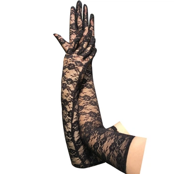 Мереживні довгі рукавички honey fashion accessories s/m/l чорні (30к026)