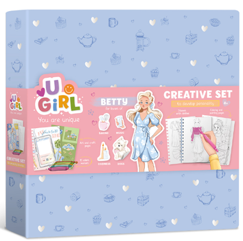 Набор для творчества Dodo UGIRL Бетти 8+, блокнот, маркеры, наклейки, раскраски для девочек