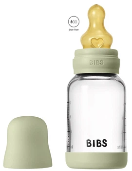 Скляна BIBS Baby Glass Bottle дитяча пляшечка повний комплект Sage - 120 ml