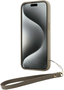 Etui DKNY Wrist Strap Stock Logo do Apple iPhone 15 Pro Beige (3666339264895)