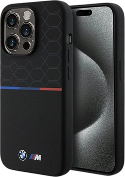Панель BMW M Silicone Pattern MagSafe для Apple iPhone 15 Pro Black (BMHMP15L22SMPK)