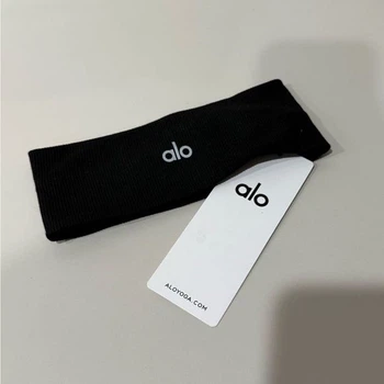 Повязка на голову Alo yoga спортивная цветная performance headband на голову унисекс, черная