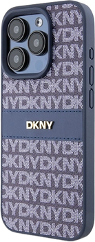 Etui DKNY Leather Mono Stripe & Metal Logo do Apple iPhone 15 Pro Blue (3666339260835)