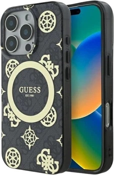 Etui Guess IML Peony On 4G Background MagSafe do Apple iPhone 16 Pro Black (GUHMP16LH4PYEEK)