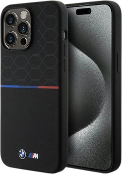 Панель BMW M Silicone Pattern MagSafe для Apple iPhone 15 Pro Max Black (BMHMP15X22SMPK)