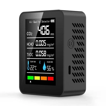 Датчик якості повітря ZN-MT05L Black (CO2, HCHO, TVOC, Температура, Вологість) Портативний монітор здоров'я дому