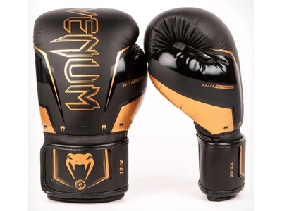 Рукавички тренувальні VENUM Elite Evo Boxing Gloves 10 унцій чорний/бронзовий (5271)