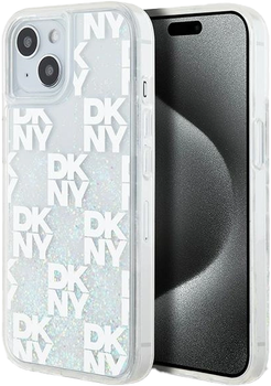Etui DKNY Liquid Glitter Multilogo do Apple iPhone 13/14/15 White (3666339271039)