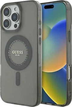 Etui Guess IML Rhinestones MagSafe do Apple iPhone 16 Pro Black (GUHMP16LPFTDTEK)