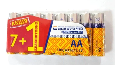 Батарейка АСКО-УКРЕМ луженая LR6, AА (Блистер 7+1шт.)