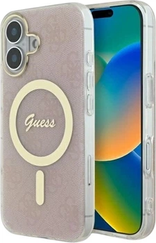Etui Guess IML 4G MagSafe do Apple iPhone 16 Plus Pink (GUHMP16MH4STP)