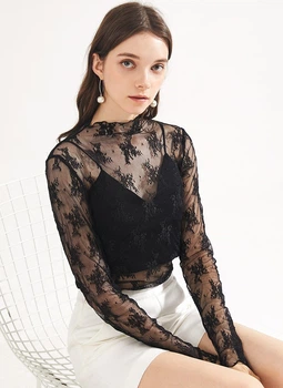 Прозора кофтинка з квітами Honey Fashion Accessories XS/S чорна (30к022)