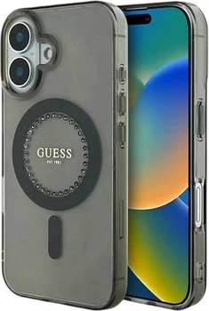 Etui Guess IML Rhinestones MagSafe do Apple iPhone 16 Plus Black (GUHMP16MPFTDTEK)