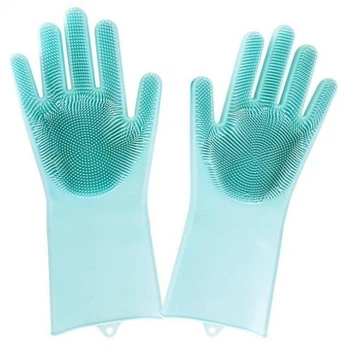 Силіконові рукавички Magic Silicone Gloves Pink для прибирання миття посуду для дому. Колір: бірюзовий 4482450