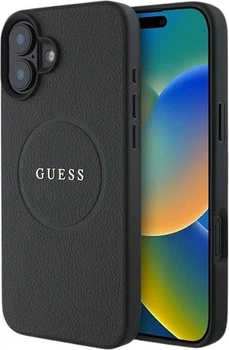 Etui Guess Grained Ring MagSafe do Apple iPhone 16 Plus Black (GUHMP16MPGHSMMK)