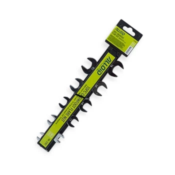 Набір ріжкових ключів 10-19 мм, 10 шт, короткі під квадрат 3/8", "вороняча лапа" (планшет) ALLOID