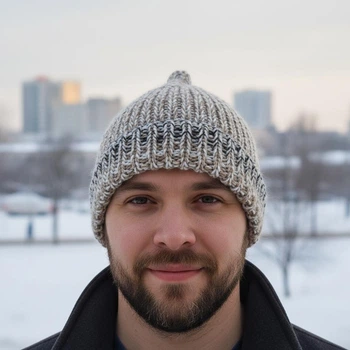 Шапка мужская вязаная ACORN MIX, шапка-желудь, бени ручной работы от PRIGRIZ, 52-58 см