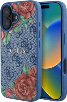Etui Guess 4G Flowers Print MagSafe do Apple iPhone 16 Blue (GUHMP16SP4ROPEMCB)