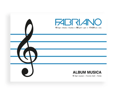 Нотная тетрадь Fabriano MUSICA, 17*24 см., 16 листов, 80 г/м2, (19100379)