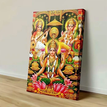 Картина Лакшми, Ганеша и Сарасвати