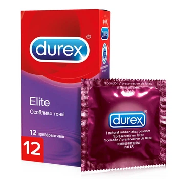 Презервативы латексные с силиконовой смазкой Durex Elite (особенно тонкие) 12 шт.(5010232954229)