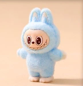 Флокована фігурка монстр LABUBU The Monsters Exciting Macaron 4,5 см Лабубу флок блакитний