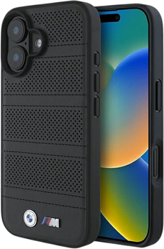Etui plecki BMW M Perforated And Stitched Line MagSafe do Apple iPhone 16 Black (BMHMP16S23PUSPK)