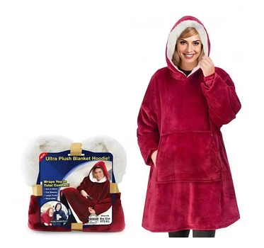 Толстовка худі-плед з капюшоном Huggle Hoodie, Червоний One size