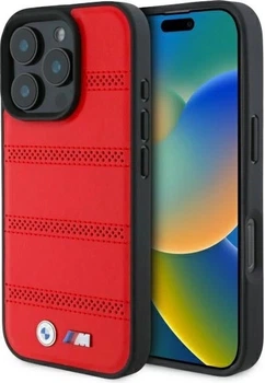 Etui plecki BMW Perforated And Stitched Line MagSafe do Apple iPhone 16 Pro Max Red (BMHMP16X23PUSPR)