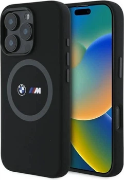 Etui plecki BMW M Silicone Printed Ring MagSafe do Apple iPhone 16 Pro Max Black (BMHMP16X23SROK)