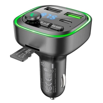 Адаптер автомобильный Borofone Broad QC3.0 car BT FM transmitter BC48 |2USB/Type-C, 18W/3A|