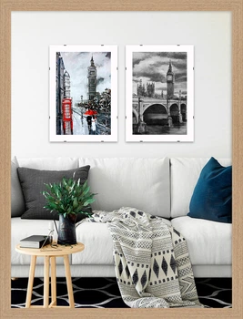 Фоторамка пластиковая 30х40 багет: AM1513-X073 Светлое дерево (с глянцевым стеклом 1-1.5мм, двп) EmojiFrame