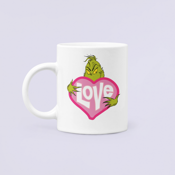 Чашка Керамическая Кружка с принтом Love Grinch Гринч Новый год Белая 330 мл