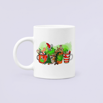Чашка Керамическая Кружка с принтом Grinch Гринч праздничный Рождество Белая 330 мл