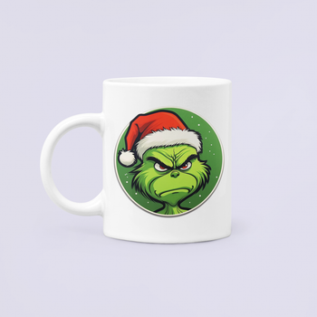 Чашка Керамическая Кружка с принтом Grinch Гринч Санта Рождество Белая 330 мл