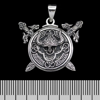 Серебряный кулон Щит викинга с мечами (серебро, 925 проба) (00000006704)