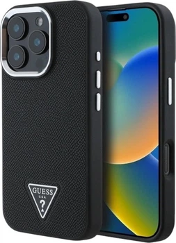 Etui Guess Grained Triangle MagSafe do Apple iPhone 16 Pro Max Black (GUHMP16XPGTSPSK)