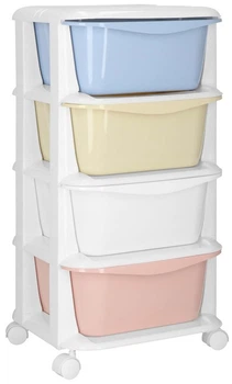 Полиця для іграшок Springos HA0214 з 4 шухлядами на колесах, Білий (5908455300490)