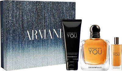 Набір для чоловіків Giorgio Armani Stronger With You Туалетна вода 100 мл + Мініатюра Туалетна вода 15 мл + Гель для душу 75 мл (3614274692570)
