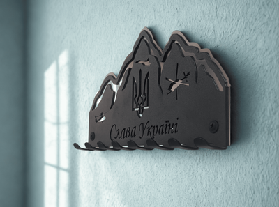 Ключница настенная металлическая "Слава Украина" 257*130*25мм черная