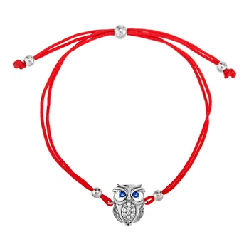 Браслет на нитці шамбола Сова з фіанітами Silver Style (80275.20 sku:2300103937806)