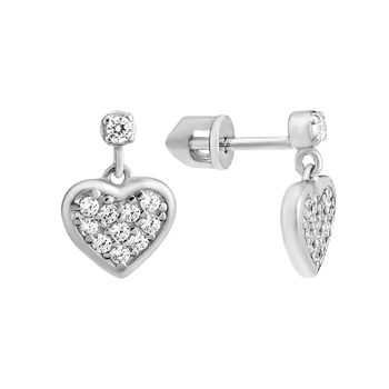 Серьги-пусеты (гвоздики) серебряные Сердце с фианитами Silver Style (31191.20 sku:2300103290390)