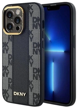 Etui DKNY Leather Checkered Mono Pattern MagSafe do Apple iPhone 13/13 Pro Black (3666339259778)