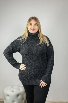 Свитер ART KNIT Оливия черный меланж, oversize 032220