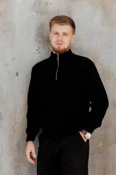 Чоловічий светр на блискавці ARTKNIT XL Чорний (ak38926)