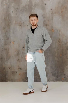 Чоловічий светр на блискавці ARTKNIT S Сірий (ak38924)