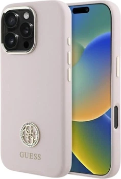 Etui Guess Silicone Logo Strass 4G do Apple iPhone 16 Pro Light Pink (GUHCP16LM4DGPP)