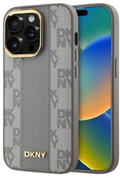 Etui DKNY Leather Checkered Mono Pattern MagSafe do Apple iPhone 14 Pro Beige (3666339259952)